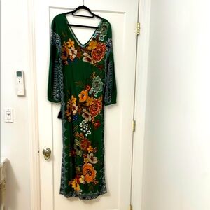 Farm Rio Floral Green Maxi Dress size M
